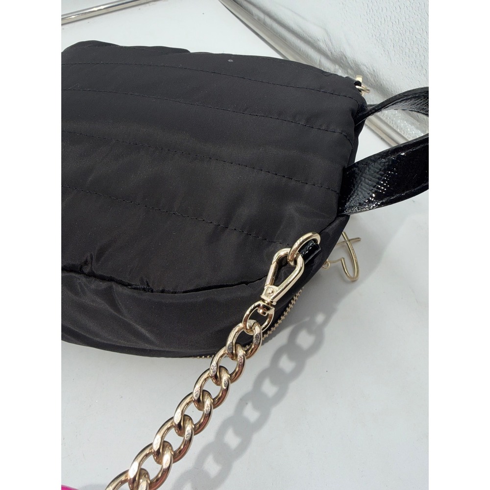 Victoria's Secret Mini Backpack Black Nylon Sequin Angel WingsXO Lips Heart Logo - Picture 10 of 11